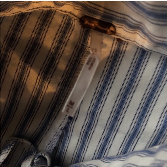 Free People] Blue White strips Belted Overall Jumpsuit - Picture 15 of 16